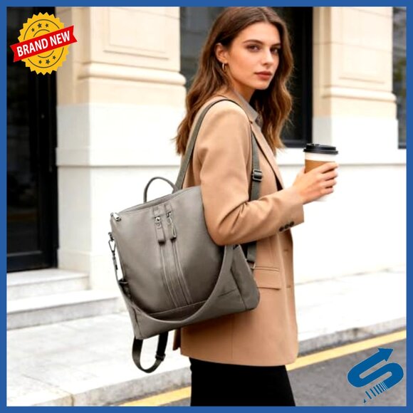 Genuine Leather Convertible Backpack Purse, 9 Pockets, Travel Shoulder Bag main image 7